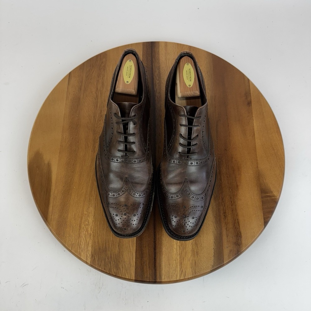Mens Prada Milano Brown‎ Perforated Leather Wingtip Derby Oxfords Size US 8 - Picture 5 of 7